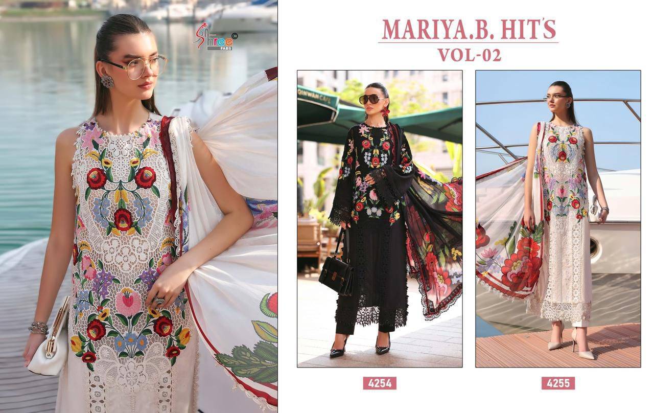 MARIYA.B.HITS VOL-2 BY Shree fabs 4254 TO 4255 SERIES Pakistani Stylish Beautiful Colourful Printed & Embroidered Party Dresses At Wholesale Price